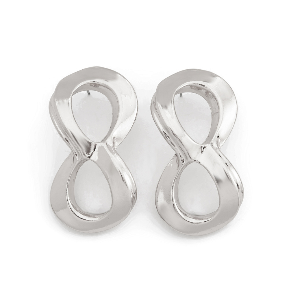 Irregularly shaped smooth twisted alloy earrings