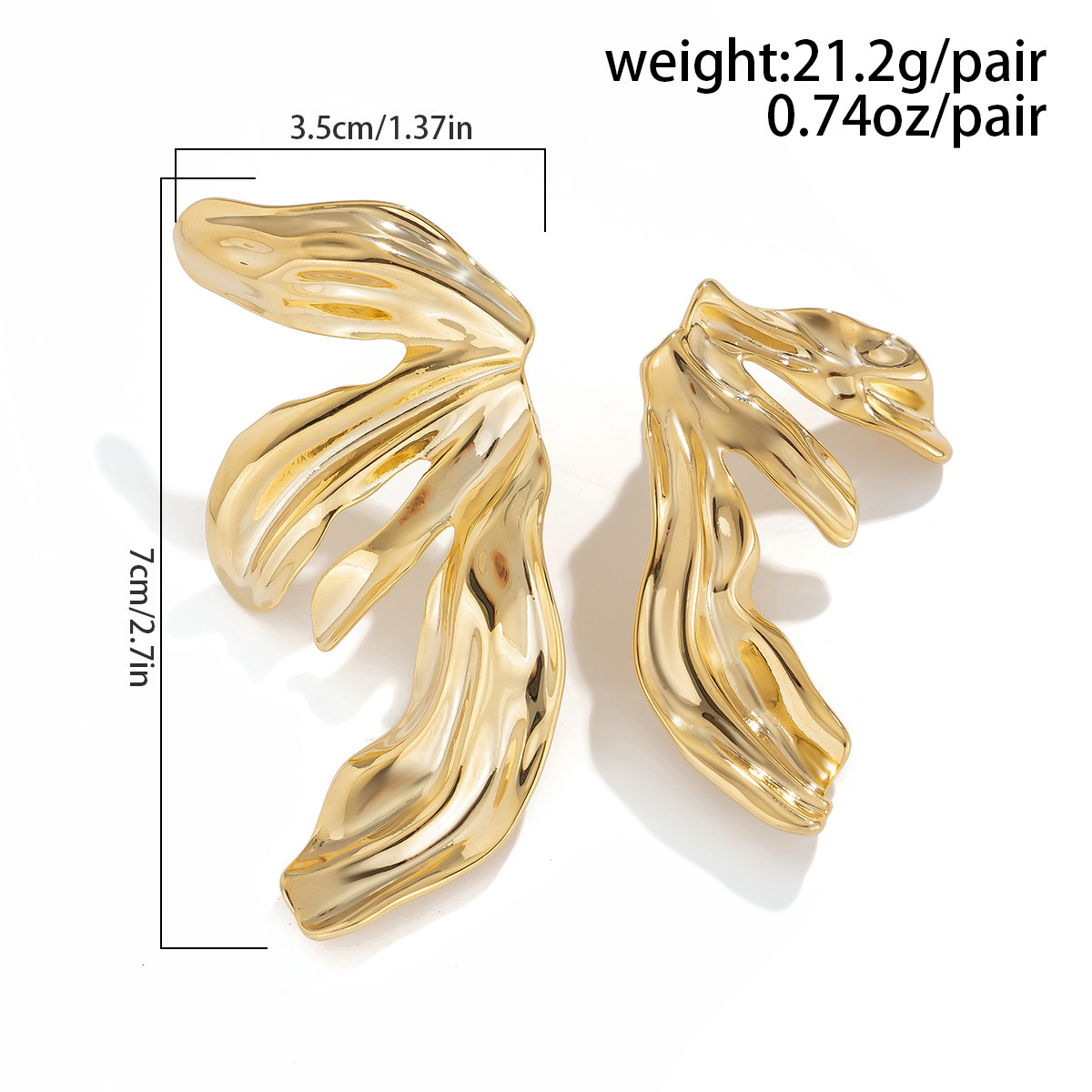 Exaggerated Metallic Ginkgo Leaf Alloy Earrings