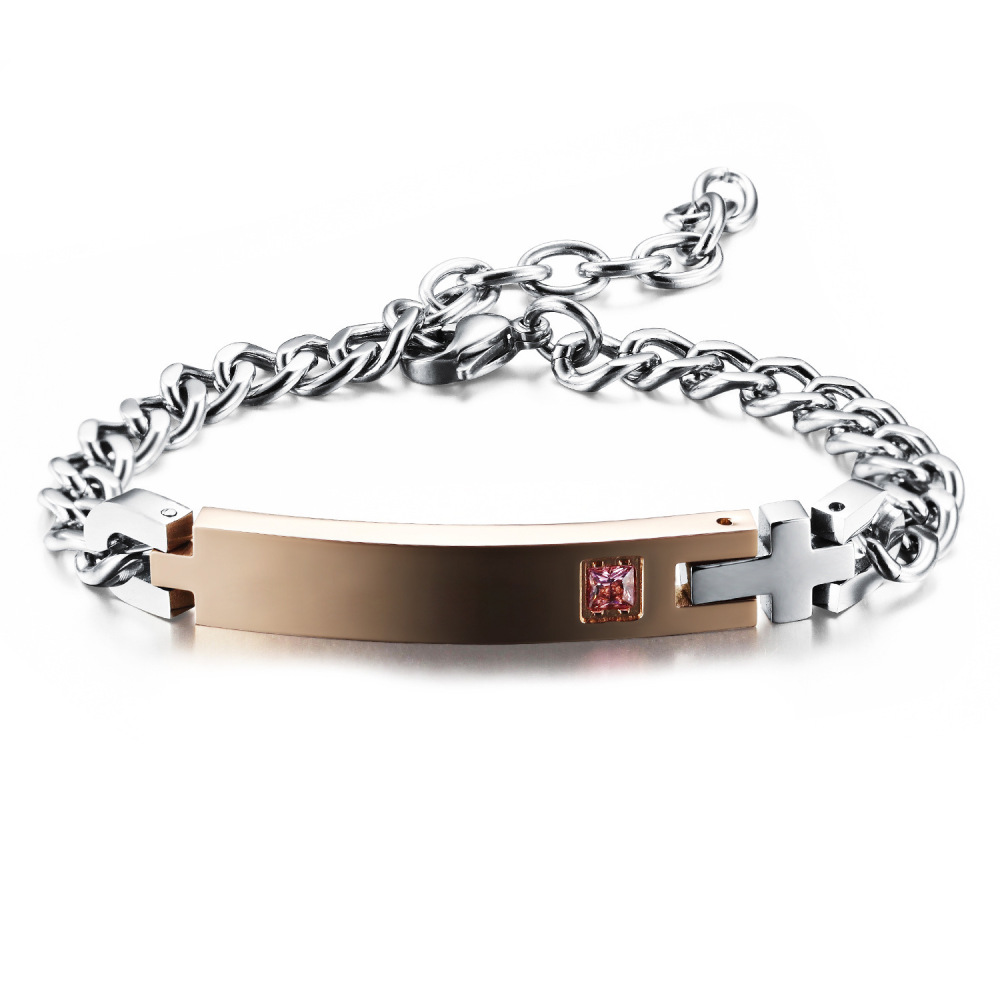 MYK3452-Stainless steel couple bracelets, smooth finish, can be engraved.