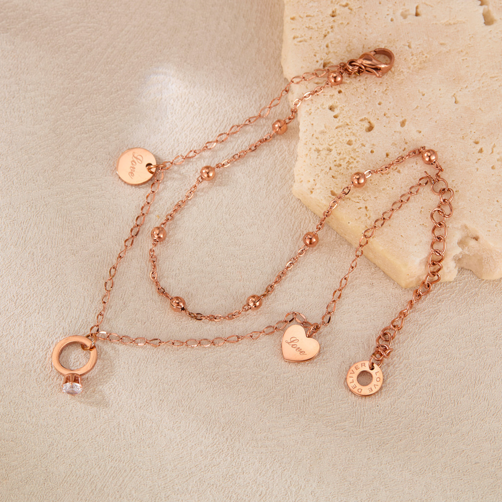 MYK3426-Round heart-shaped double-layer stainless steel bracelet