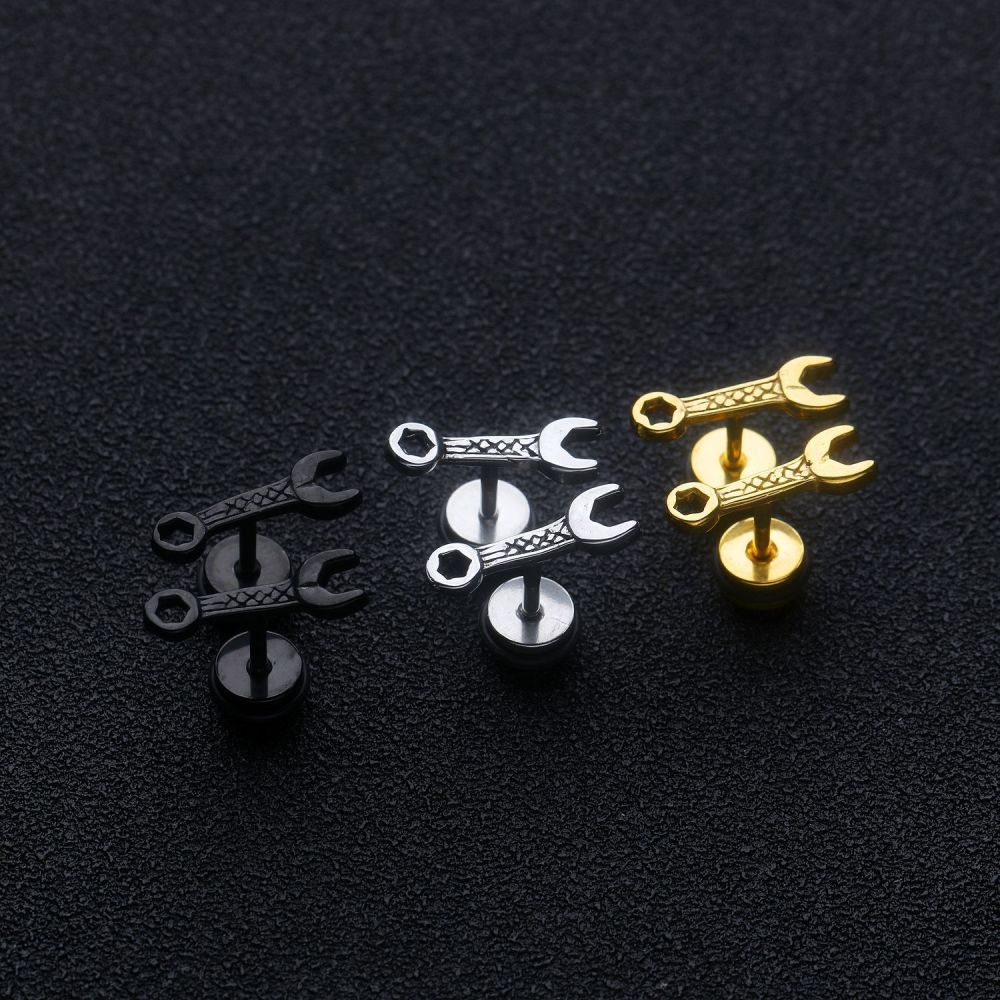 MYK3458-Wrench Street Hip Hop Stainless Steel Earrings