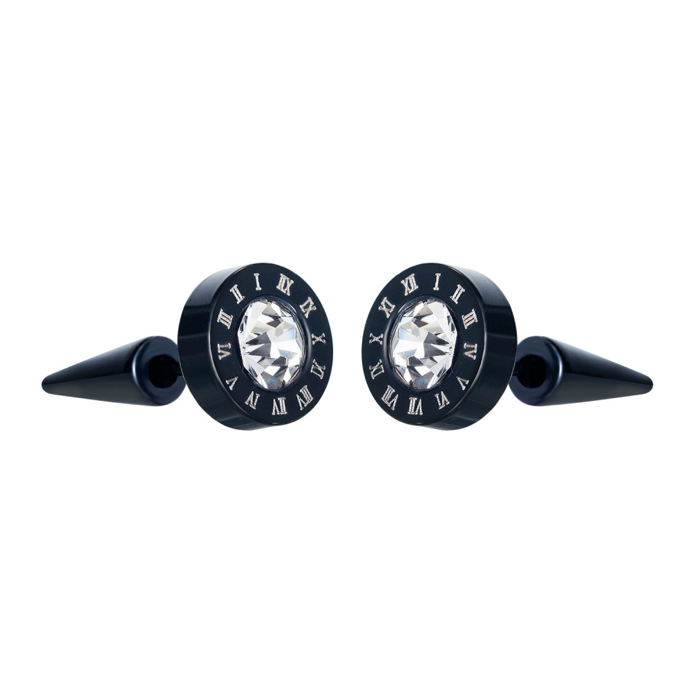 MYK3457-Roman numeral trendy diamond stud earrings