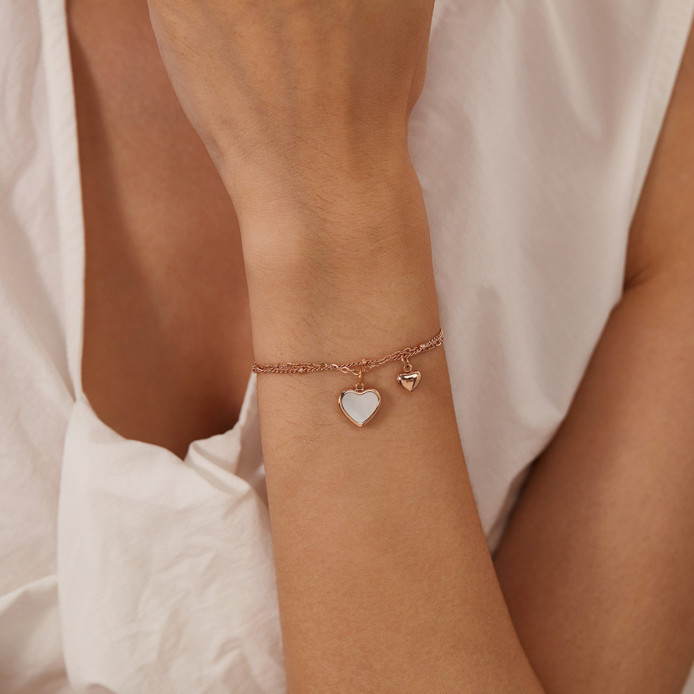 MYK3420-Heart-shaped seashell double-layer stainless steel bracelet