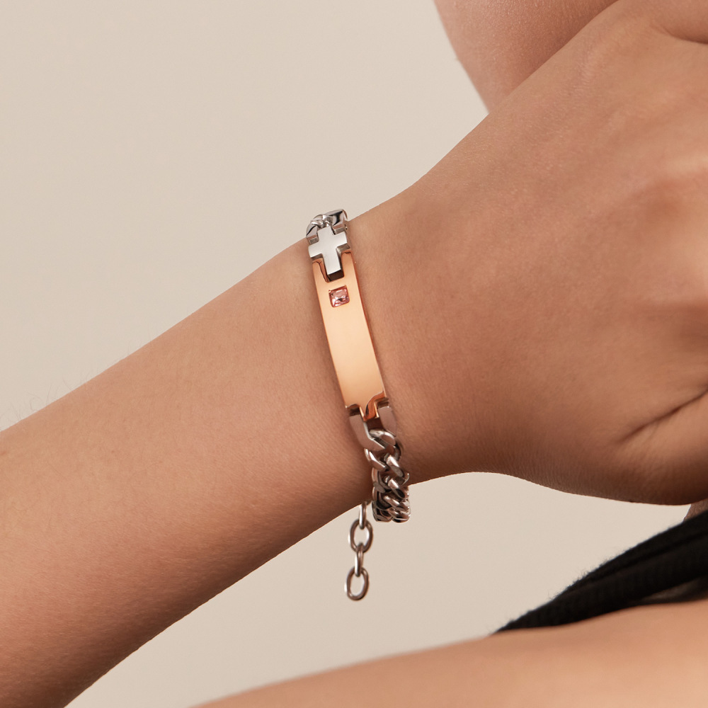 MYK3452-Stainless steel couple bracelets, smooth finish, can be engraved.