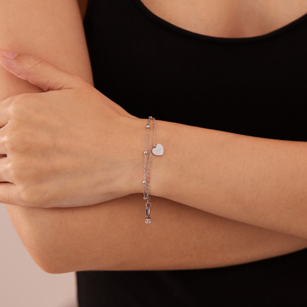 MYK3426-Round heart-shaped double-layer stainless steel bracelet