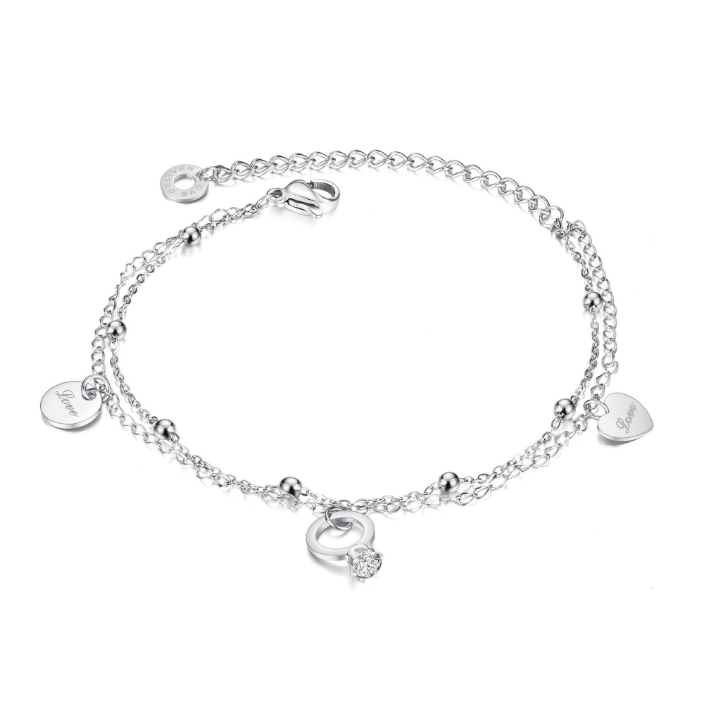 MYK3426-Round heart-shaped double-layer stainless steel bracelet