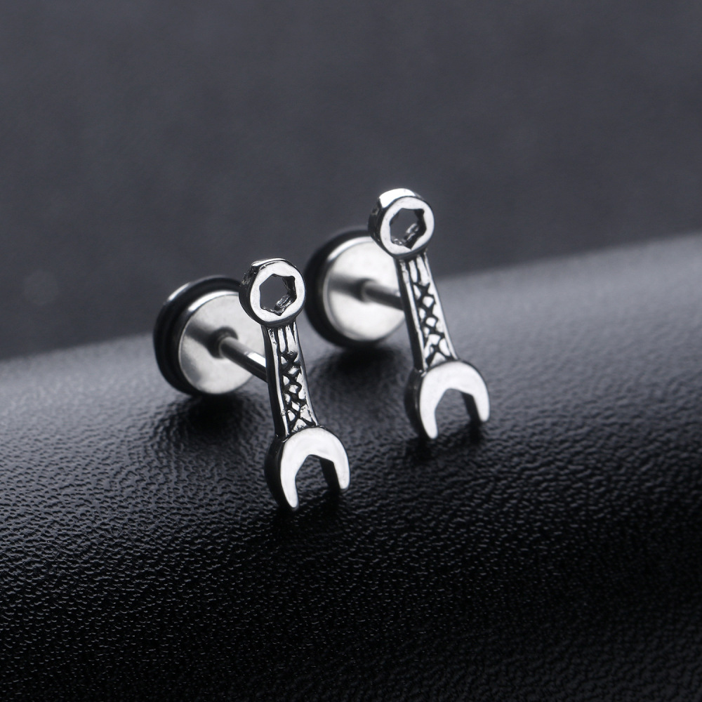 MYK3458-Wrench Street Hip Hop Stainless Steel Earrings