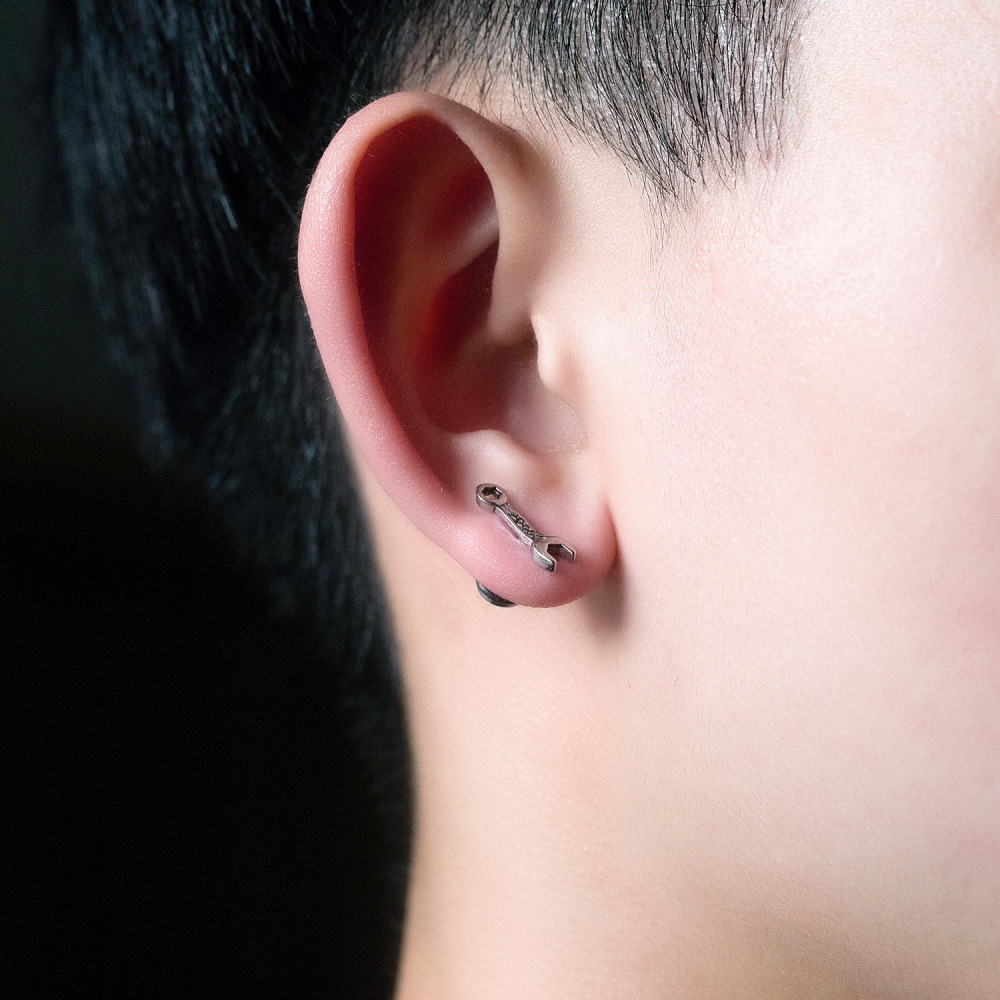 MYK3458-Wrench Street Hip Hop Stainless Steel Earrings