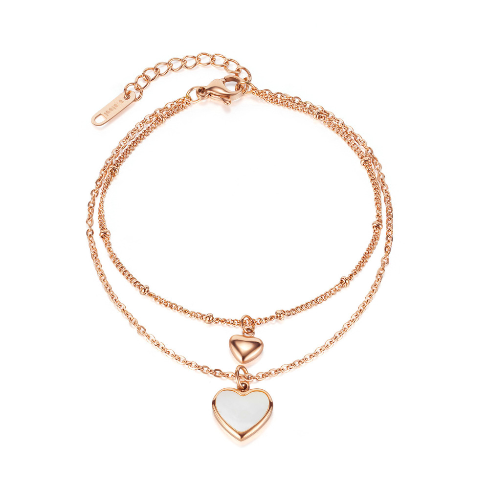 MYK3420-Heart-shaped seashell double-layer stainless steel bracelet