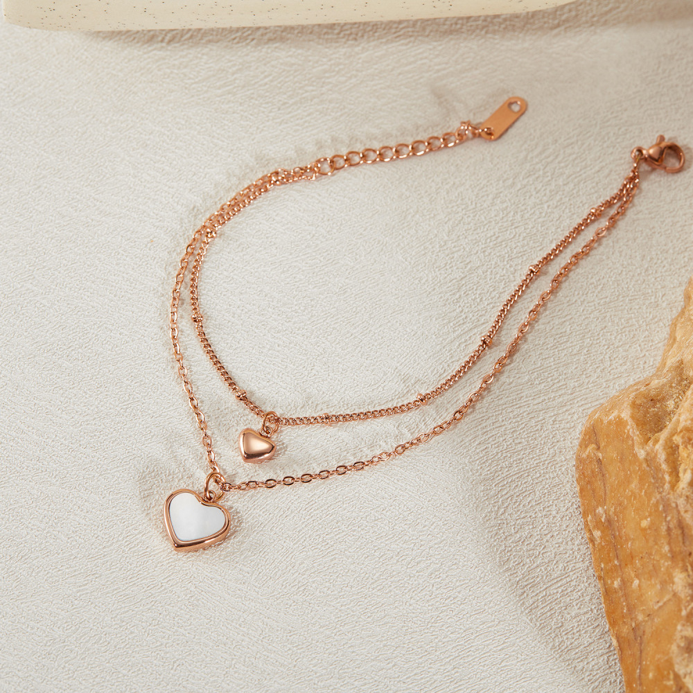 MYK3420-Heart-shaped seashell double-layer stainless steel bracelet