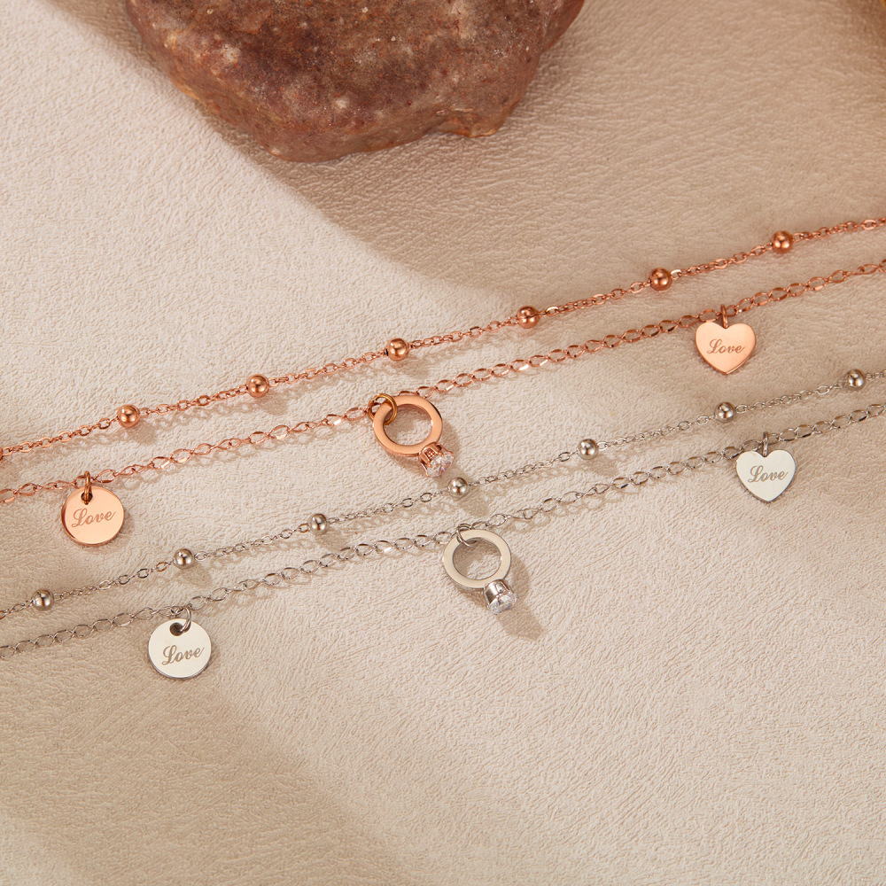 MYK3426-Round heart-shaped double-layer stainless steel bracelet