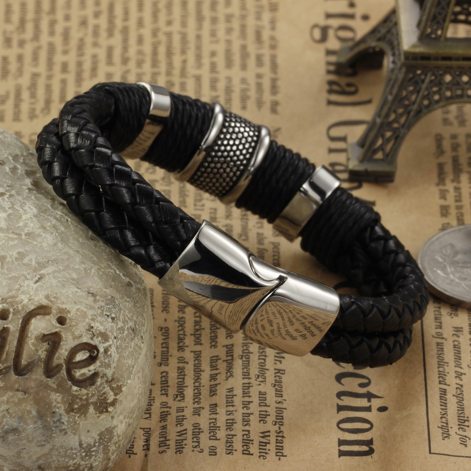 MYK3391-Trendy and unique hip-hop leather bracelet