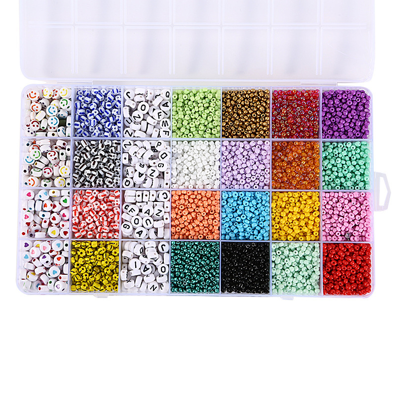 28-compartment 3mm colored letter beads glass seed bead DIY Set
