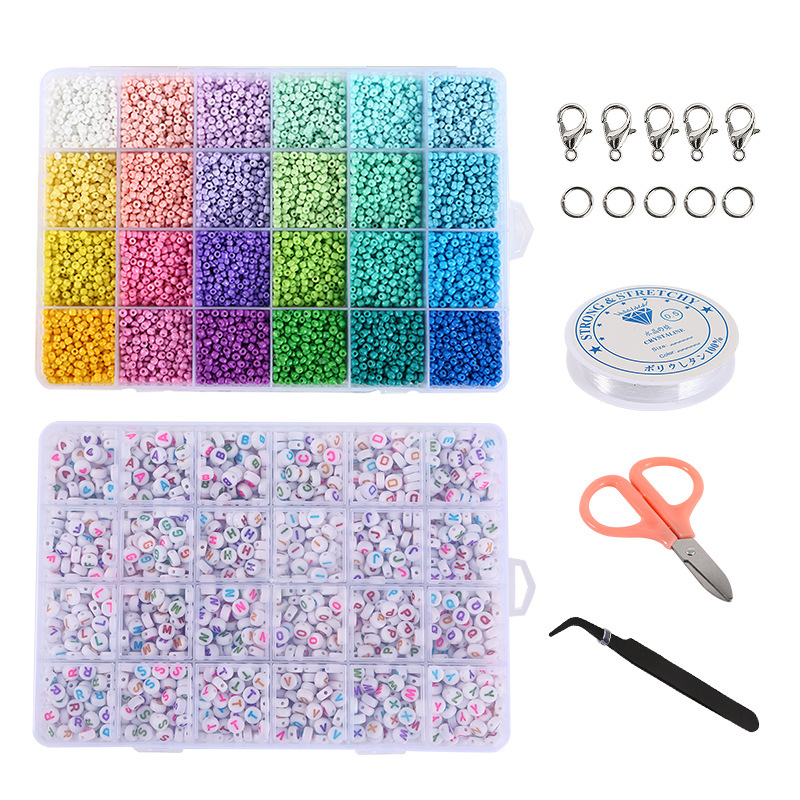 24-bead 3mm glass seed beads gradient letter bead DIY kit