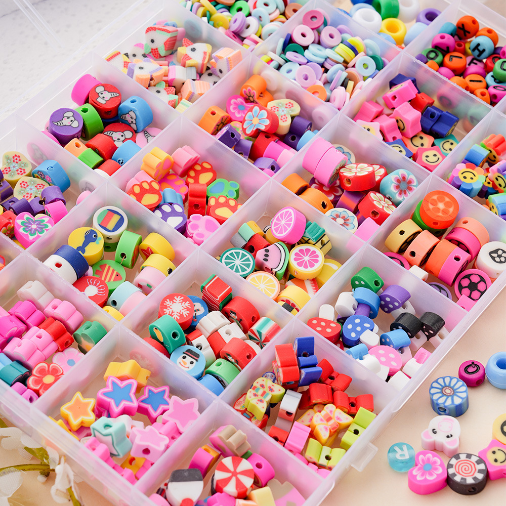 24-compartment polymer clay bead DIY kit