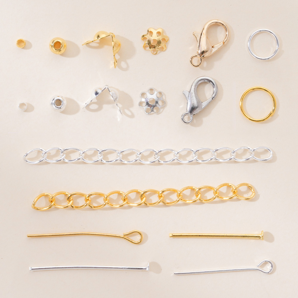 15-Compartment Metal Lobster Clasp Open Beaded Ring DIY Kit