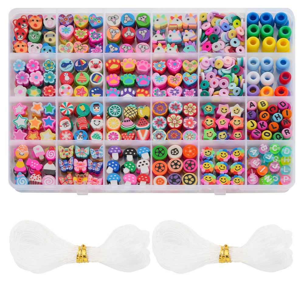 24-compartment polymer clay bead DIY kit