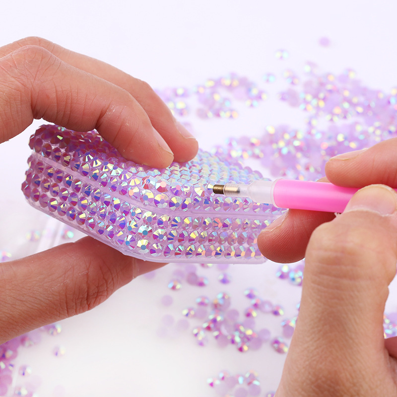 24-compartment flat-bottomed electroplated AB color resin rhinestone DIY kit