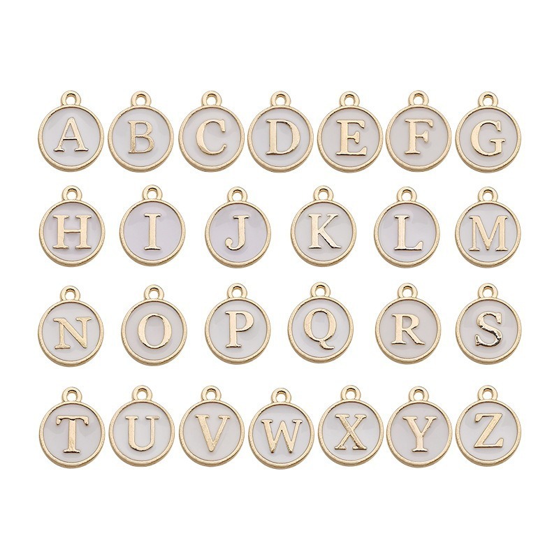 MYK3527-DIY Double-Sided Oil-Drip Heart-Shaped Alloy Pendant with 26 English Letters