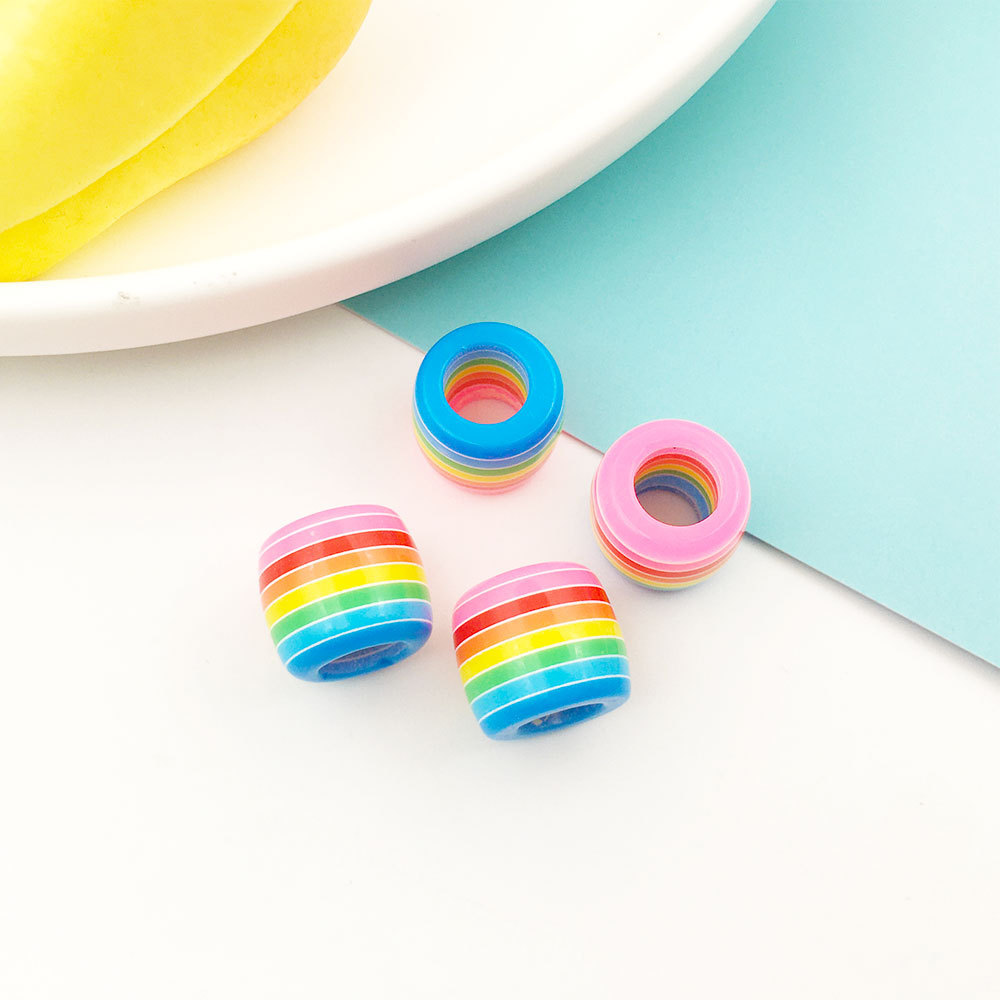 MYK3534-100 pieces/bag of resin wooden barrel beads, striped large-hole DIY spacer beads