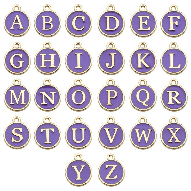 MYK3527-DIY Double-Sided Oil-Drip Heart-Shaped Alloy Pendant with 26 English Letters