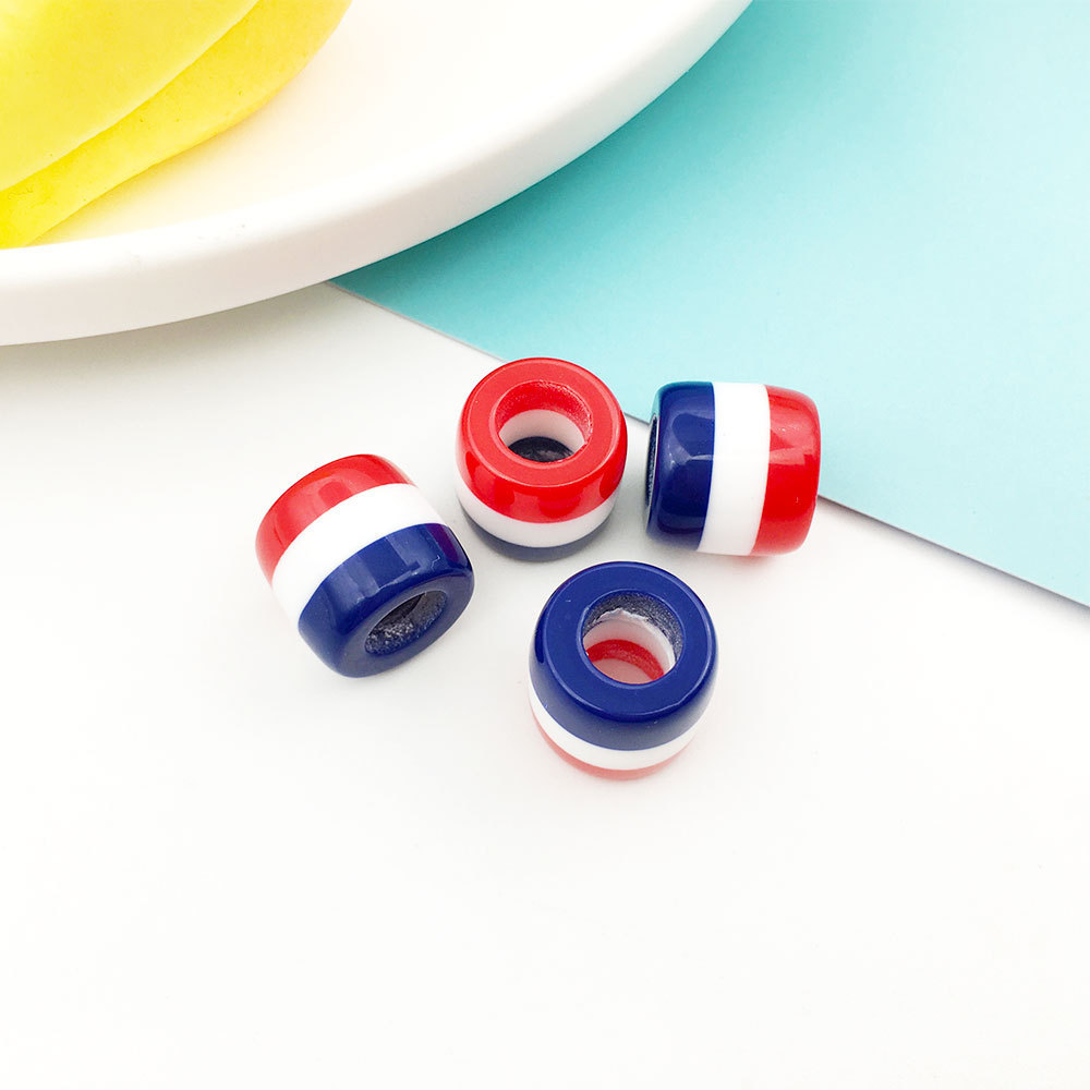 MYK3534-100 pieces/bag of resin wooden barrel beads, striped large-hole DIY spacer beads