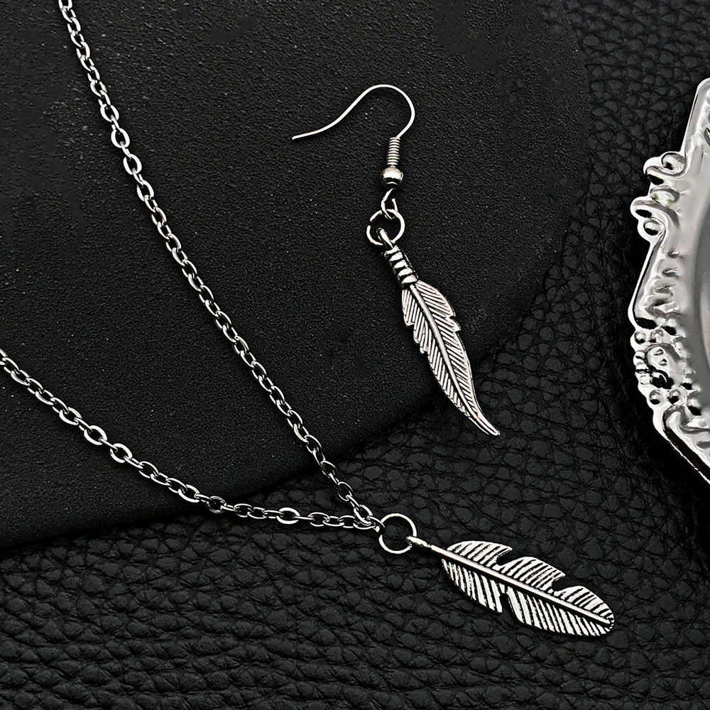 MYK3577-Mix 40 Ancient Silver Feather Set