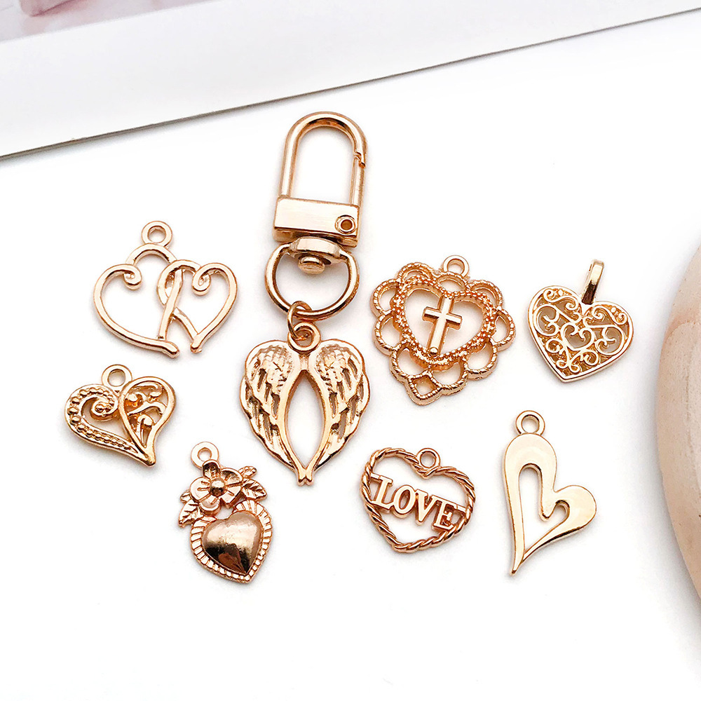 MYK3570-Mixed 20 KC gold openwork heart letter LOVE pendants
