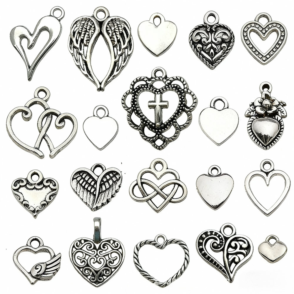 MYK3570-Mixed 20 KC gold openwork heart letter LOVE pendants