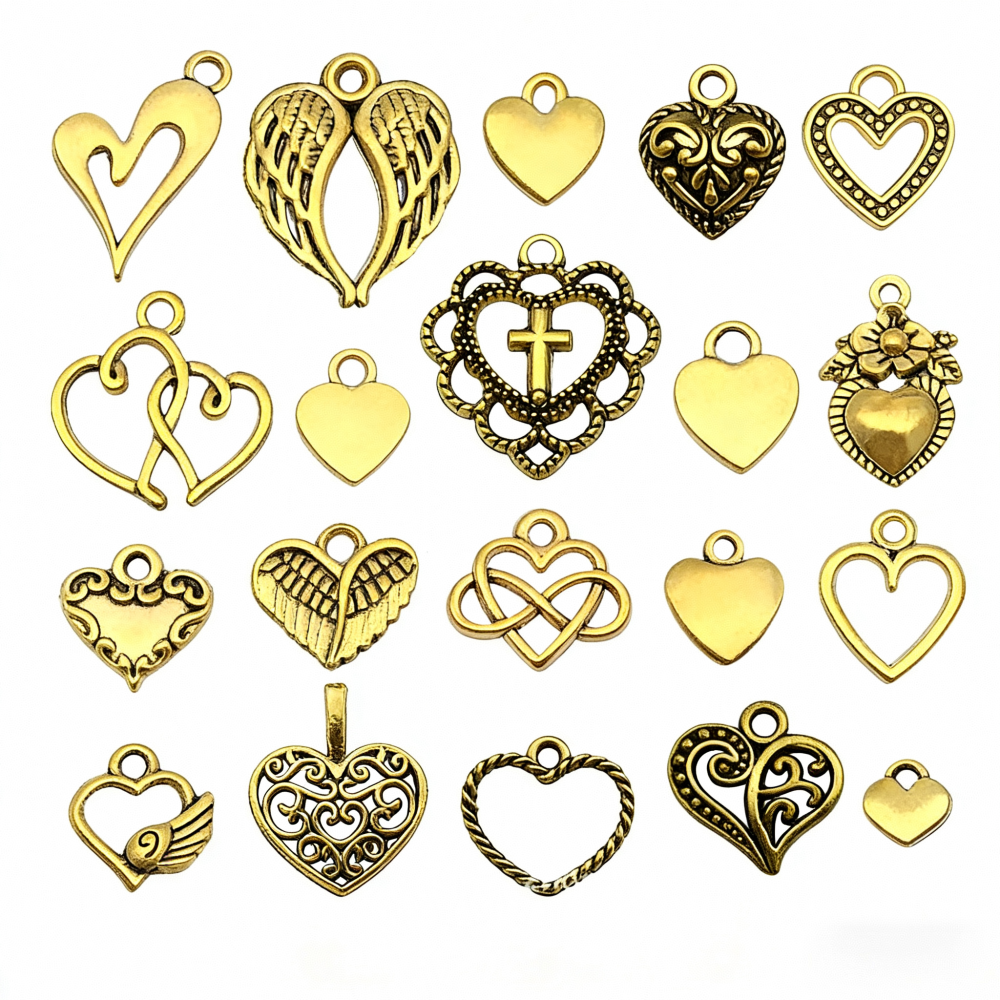 MYK3570-Mixed 20 KC gold openwork heart letter LOVE pendants