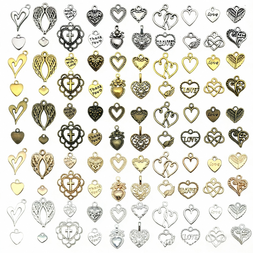 MYK3570-Mixed 20 KC gold openwork heart letter LOVE pendants