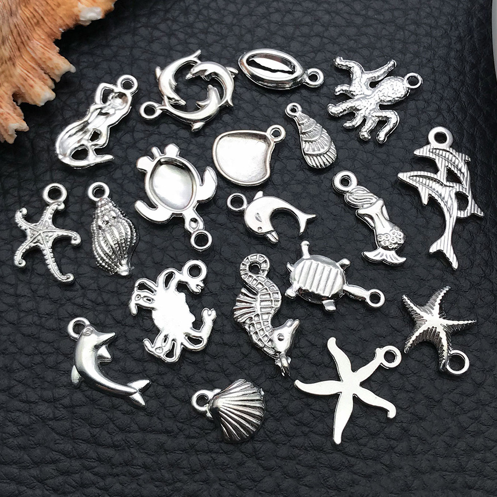 MYK3591-Alloy Mermaid and Dolphin Pendant DIY Jewelry Accessories
