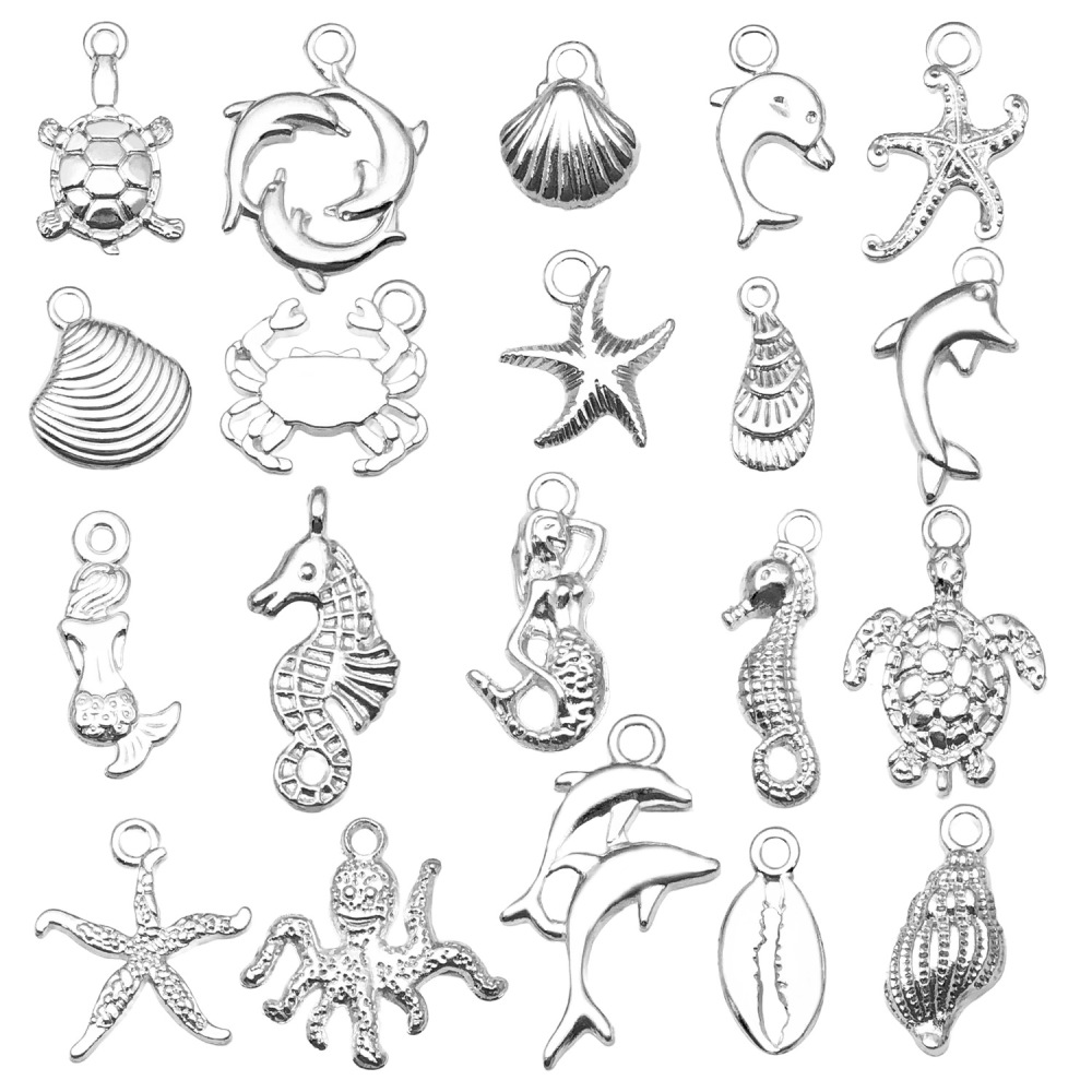 MYK3591-Alloy Mermaid and Dolphin Pendant DIY Jewelry Accessories