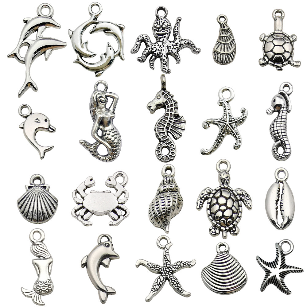 MYK3591-Alloy Mermaid and Dolphin Pendant DIY Jewelry Accessories