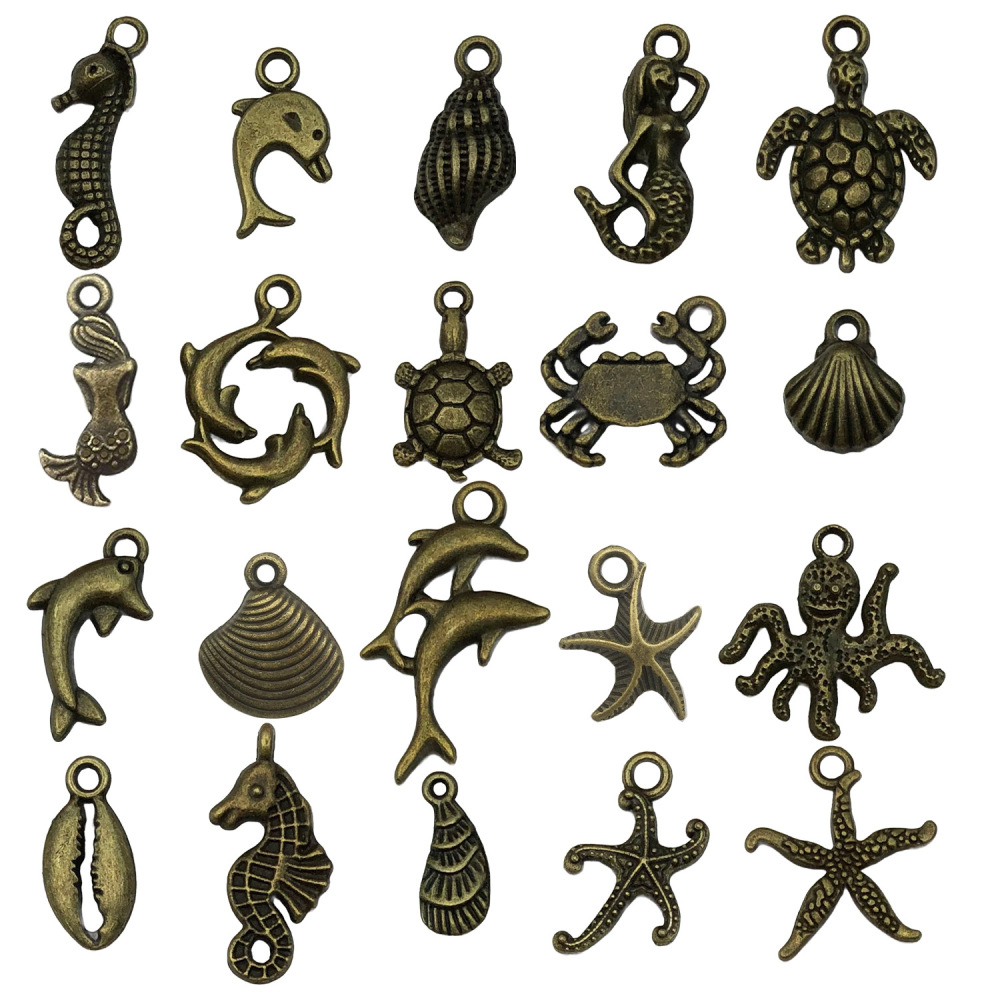 MYK3591-Alloy Mermaid and Dolphin Pendant DIY Jewelry Accessories