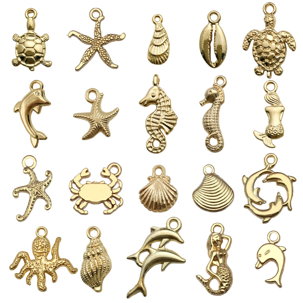 MYK3591-Alloy Mermaid and Dolphin Pendant DIY Jewelry Accessories