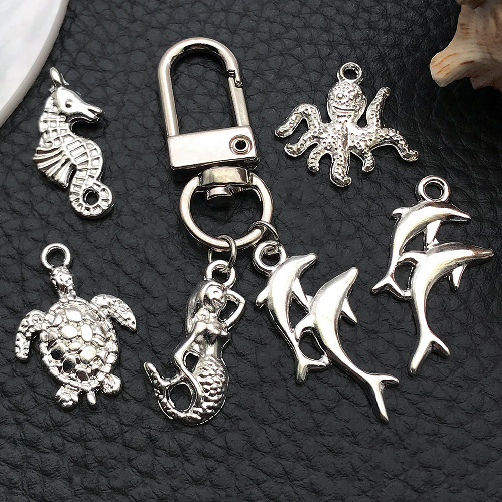 MYK3591-Alloy Mermaid and Dolphin Pendant DIY Jewelry Accessories