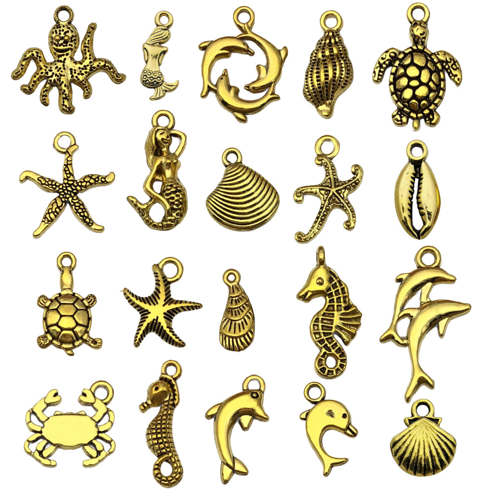 MYK3591-Alloy Mermaid and Dolphin Pendant DIY Jewelry Accessories