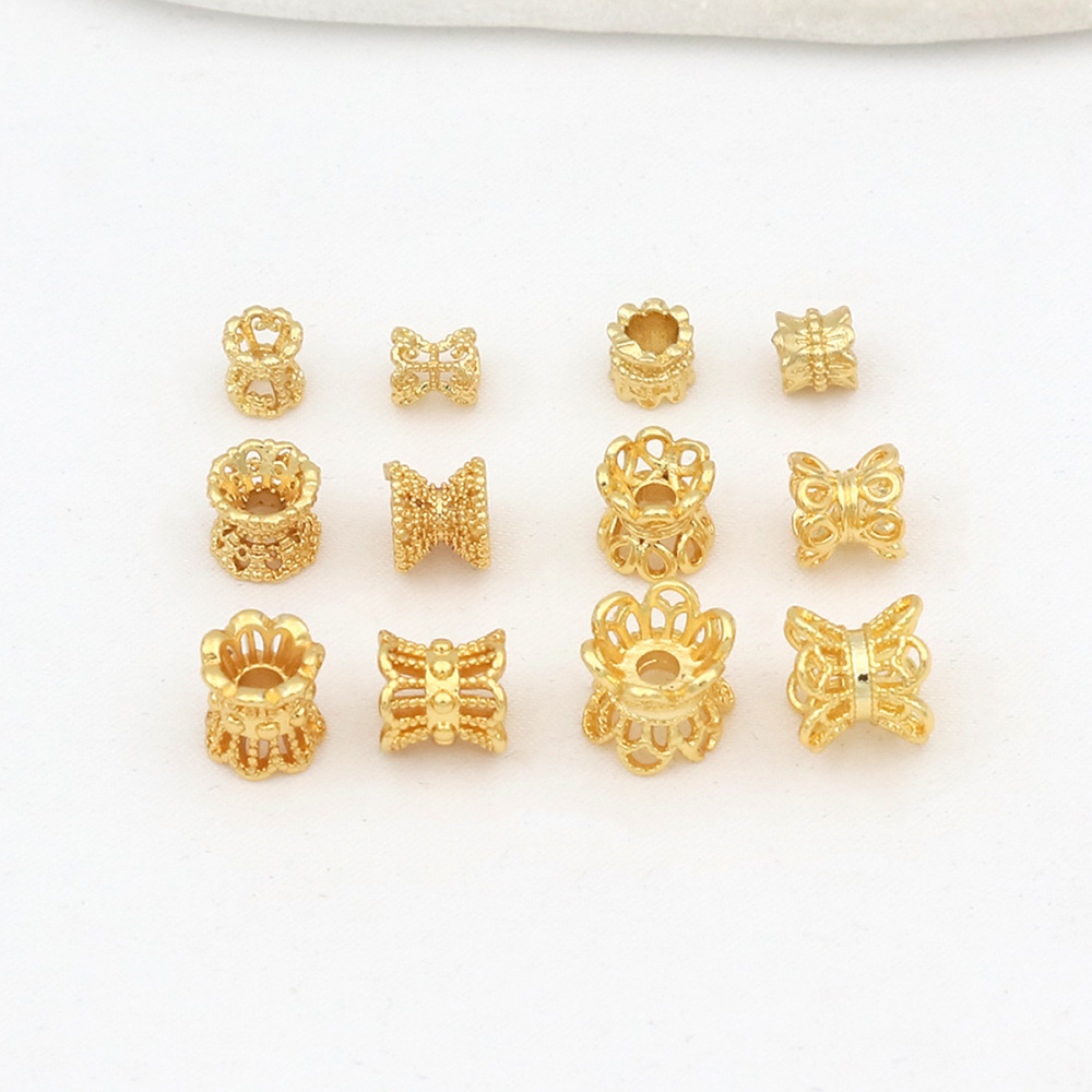 MYK3676-100 pieces/bag of 18k copper hollowed-out small waist flower holder spacer beads