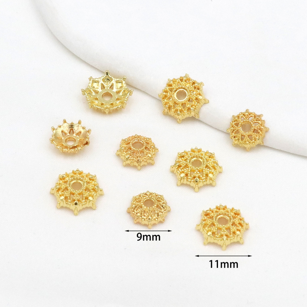 MYK3670-100 pieces/bag 18K snowflake holder spacer flower cap spacer beads