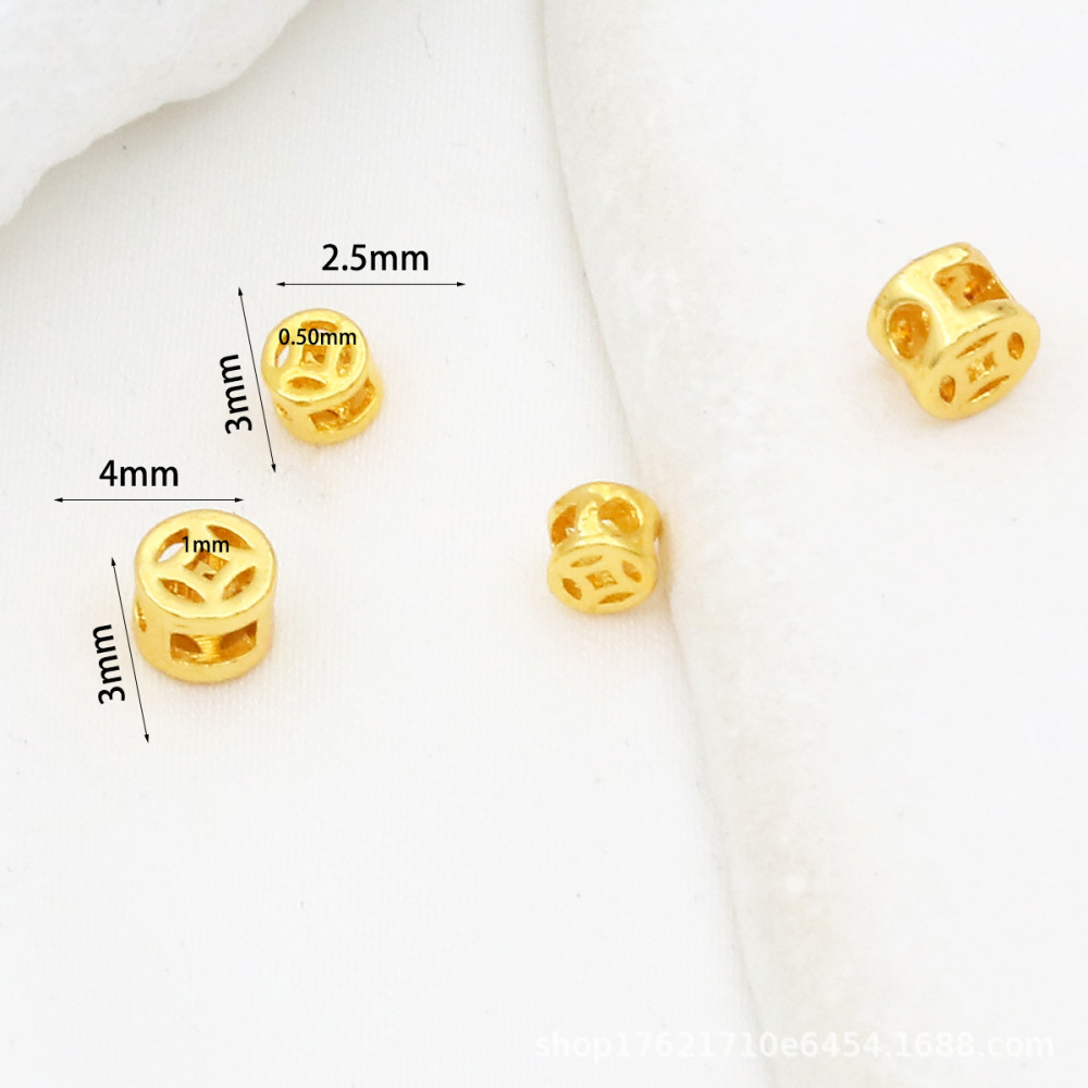 MYK3671-100 pieces/bag of 18K hollowed-out copper coin spacer beads