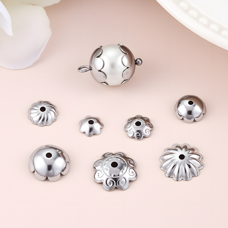 MYK3662-100 pieces/bag of smooth stainless steel flower holders for DIY jewelry accessories spacers