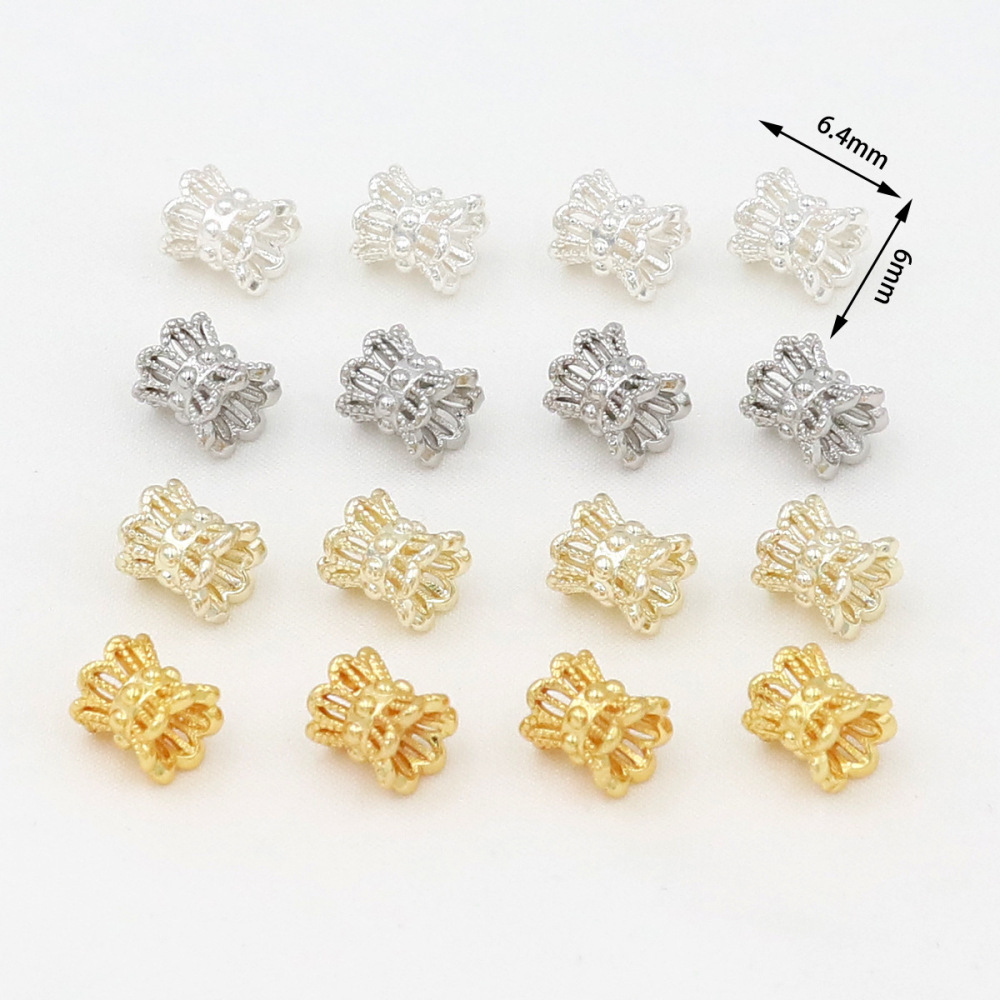 MYK3676-100 pieces/bag of 18k copper hollowed-out small waist flower holder spacer beads