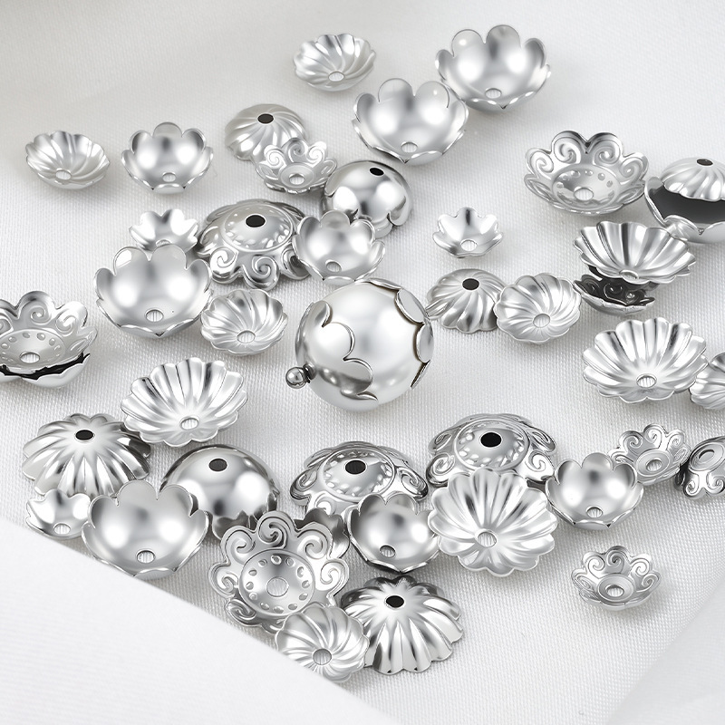 MYK3662-100 pieces/bag of smooth stainless steel flower holders for DIY jewelry accessories spacers