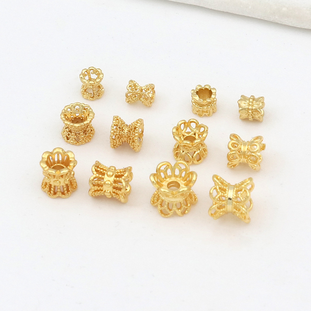 MYK3676-100 pieces/bag of 18k copper hollowed-out small waist flower holder spacer beads
