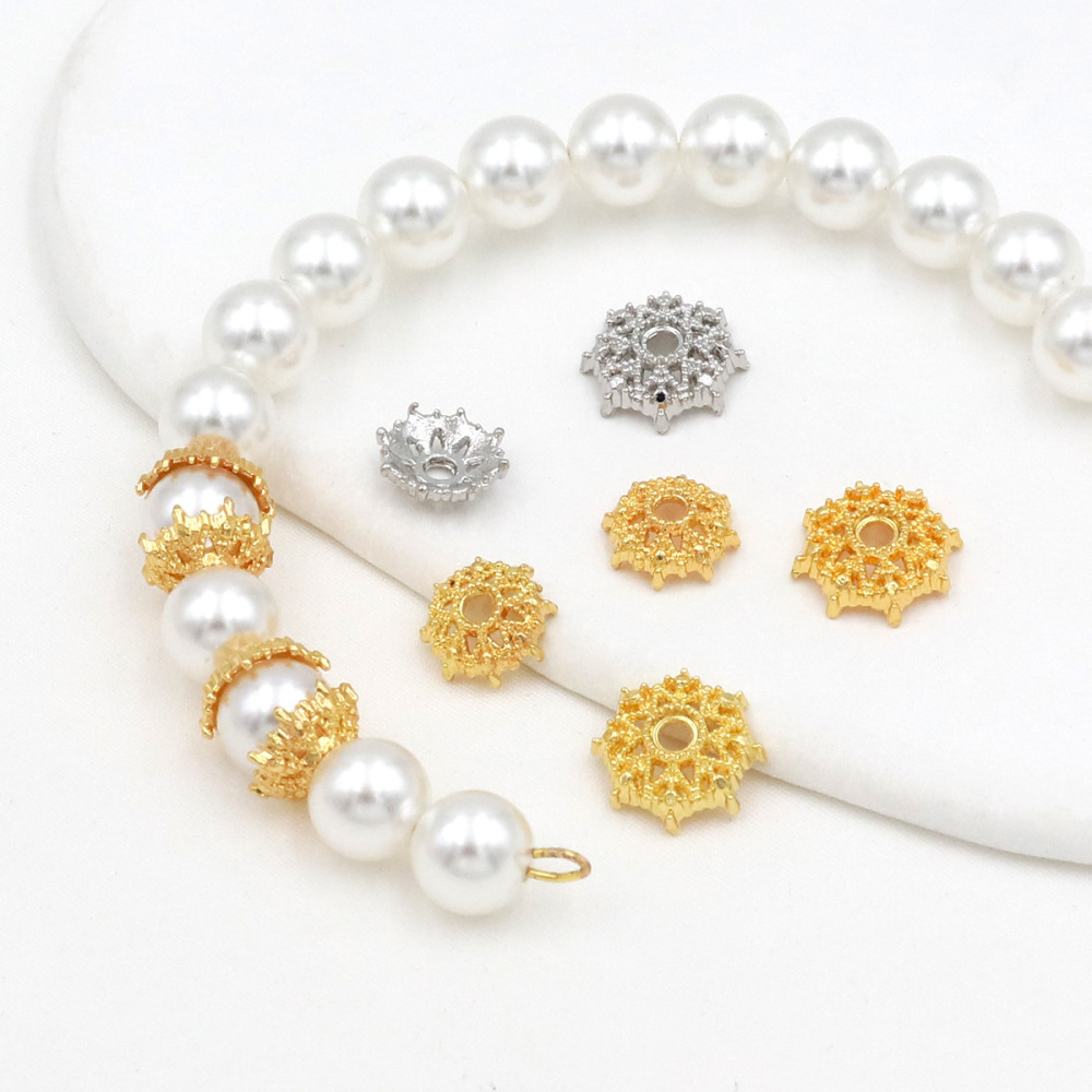 MYK3670-100 pieces/bag 18K snowflake holder spacer flower cap spacer beads