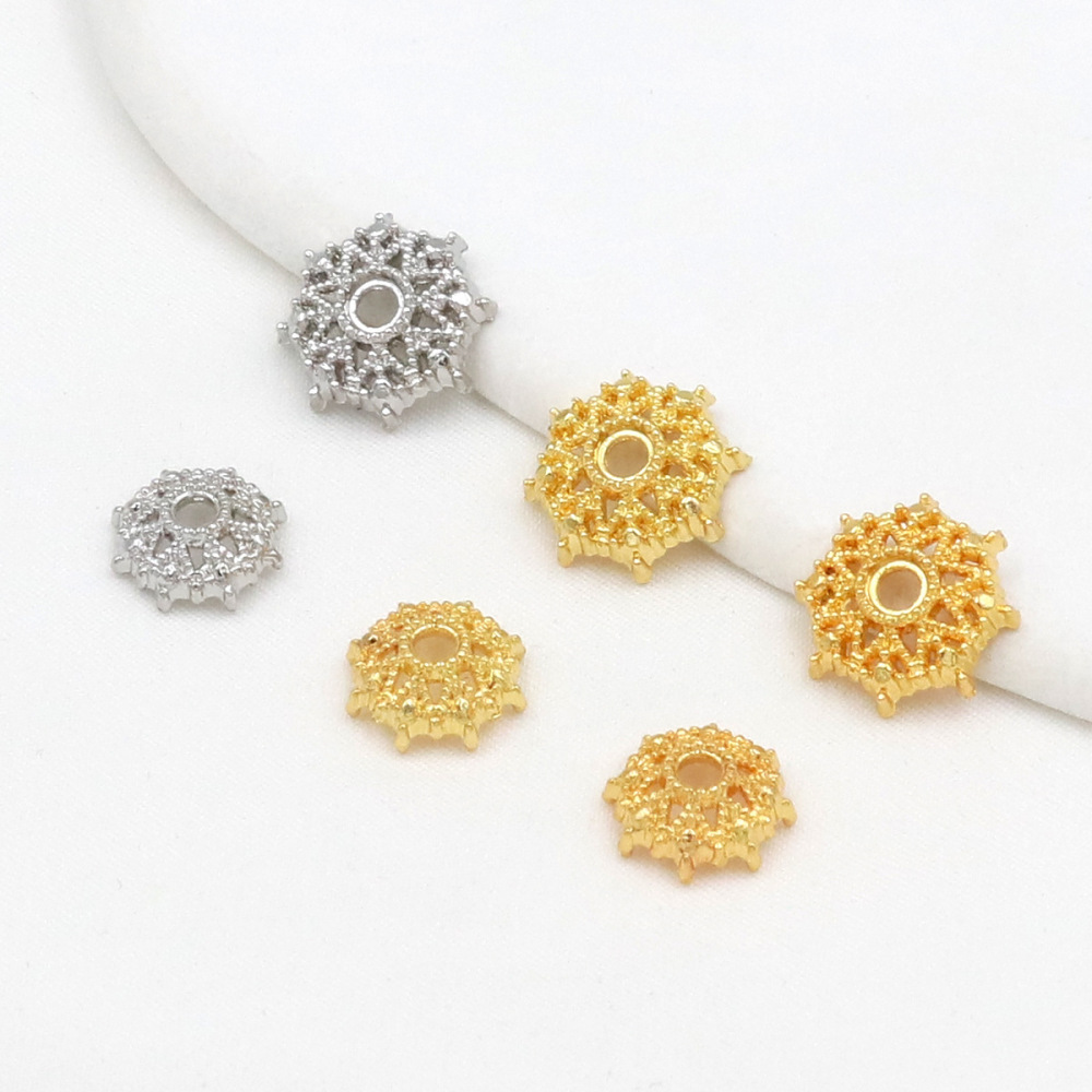 MYK3670-100 pieces/bag 18K snowflake holder spacer flower cap spacer beads