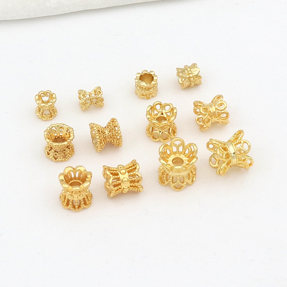 MYK3676-100 pieces/bag of 18k copper hollowed-out small waist flower holder spacer beads