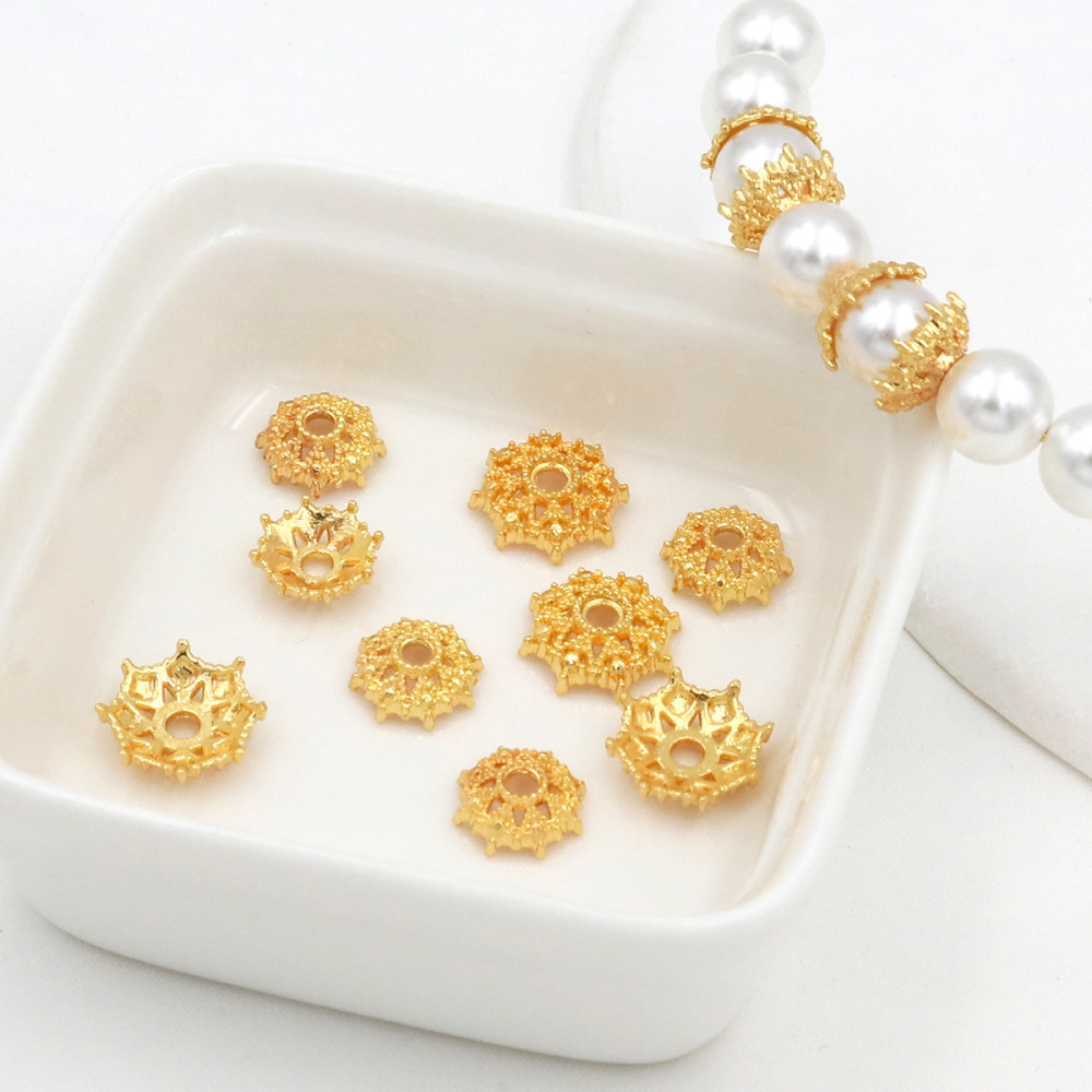 MYK3670-100 pieces/bag 18K snowflake holder spacer flower cap spacer beads