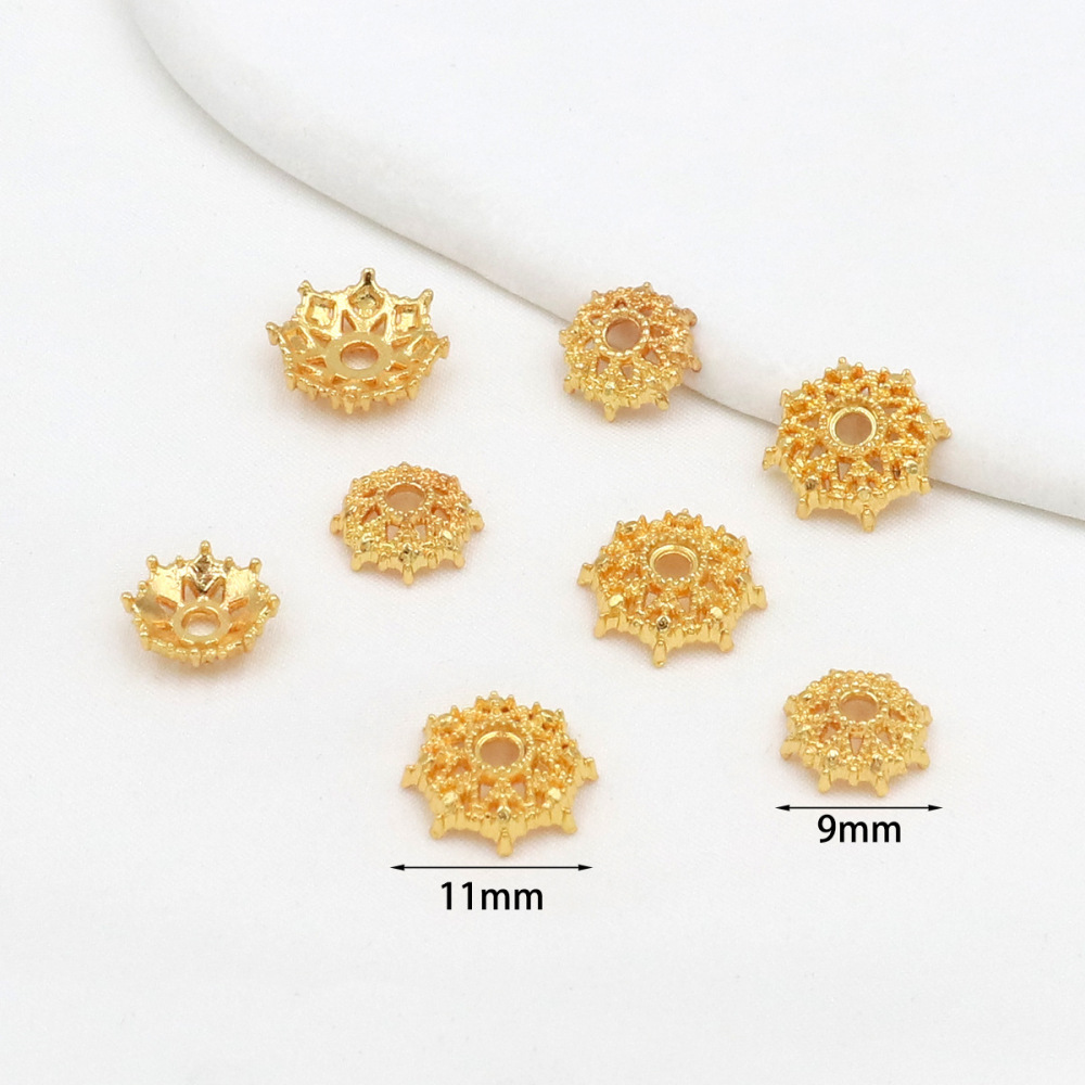 MYK3670-100 pieces/bag 18K snowflake holder spacer flower cap spacer beads